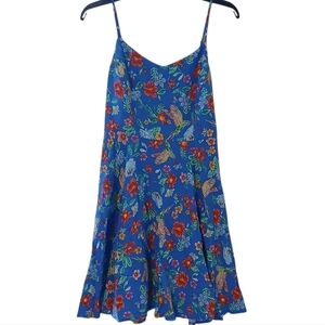 Floral Blue Spaghetti Strap Dress Size Medium